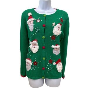 VTG Tiara‎ International Sweater Sz M Christmas Santa Claus Holiday Ugly Xmas